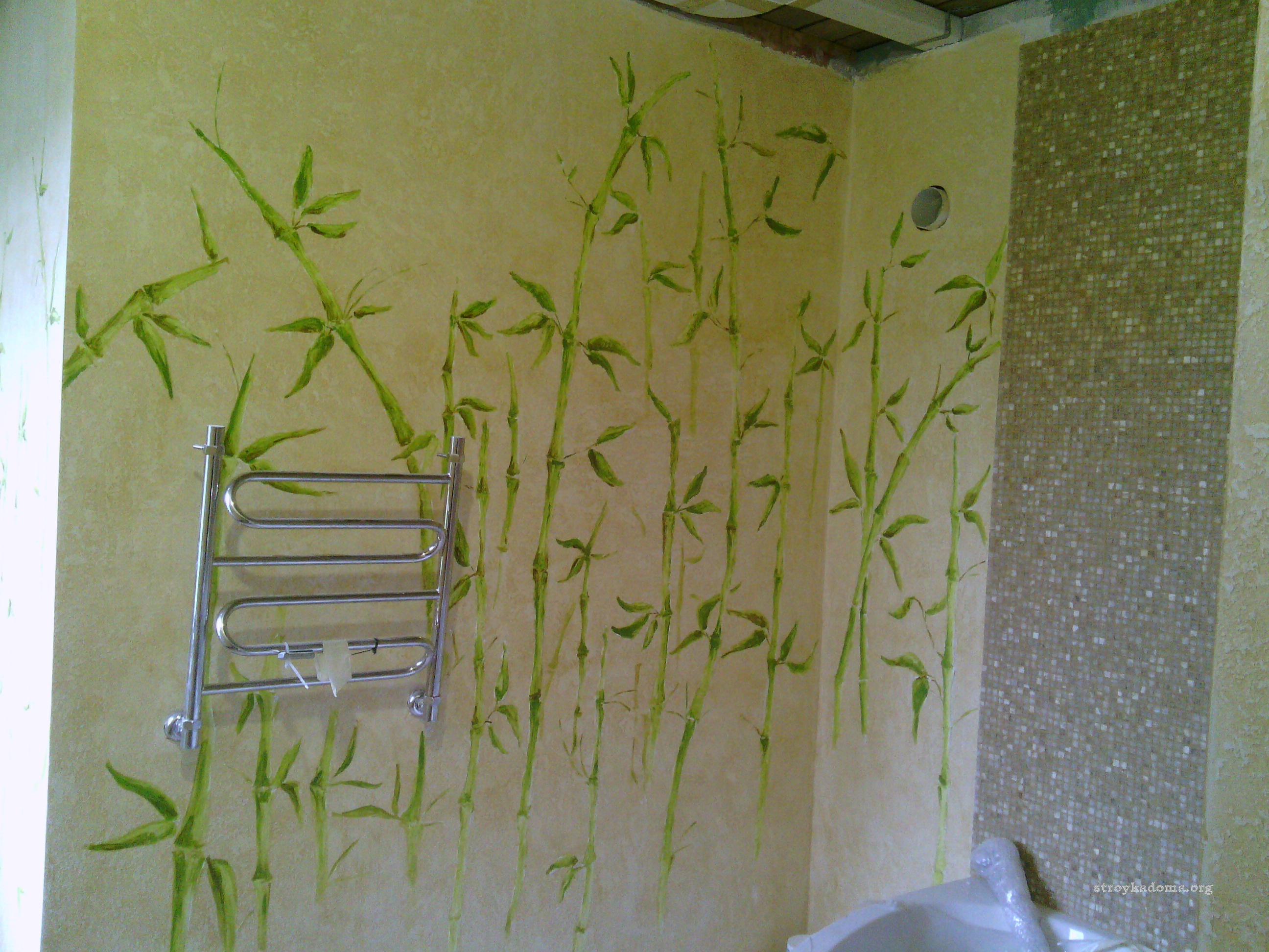 Роспись салатового цвета для ванной комнаты
