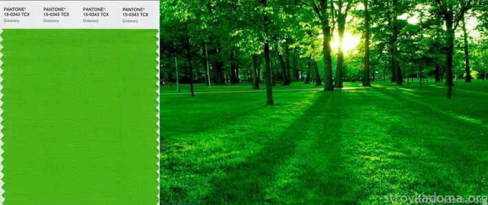 Пейзаж от PANTONE (лично), выполненный в самых модных зеленых тонах, украсит любую комнату, прихожую или коридор